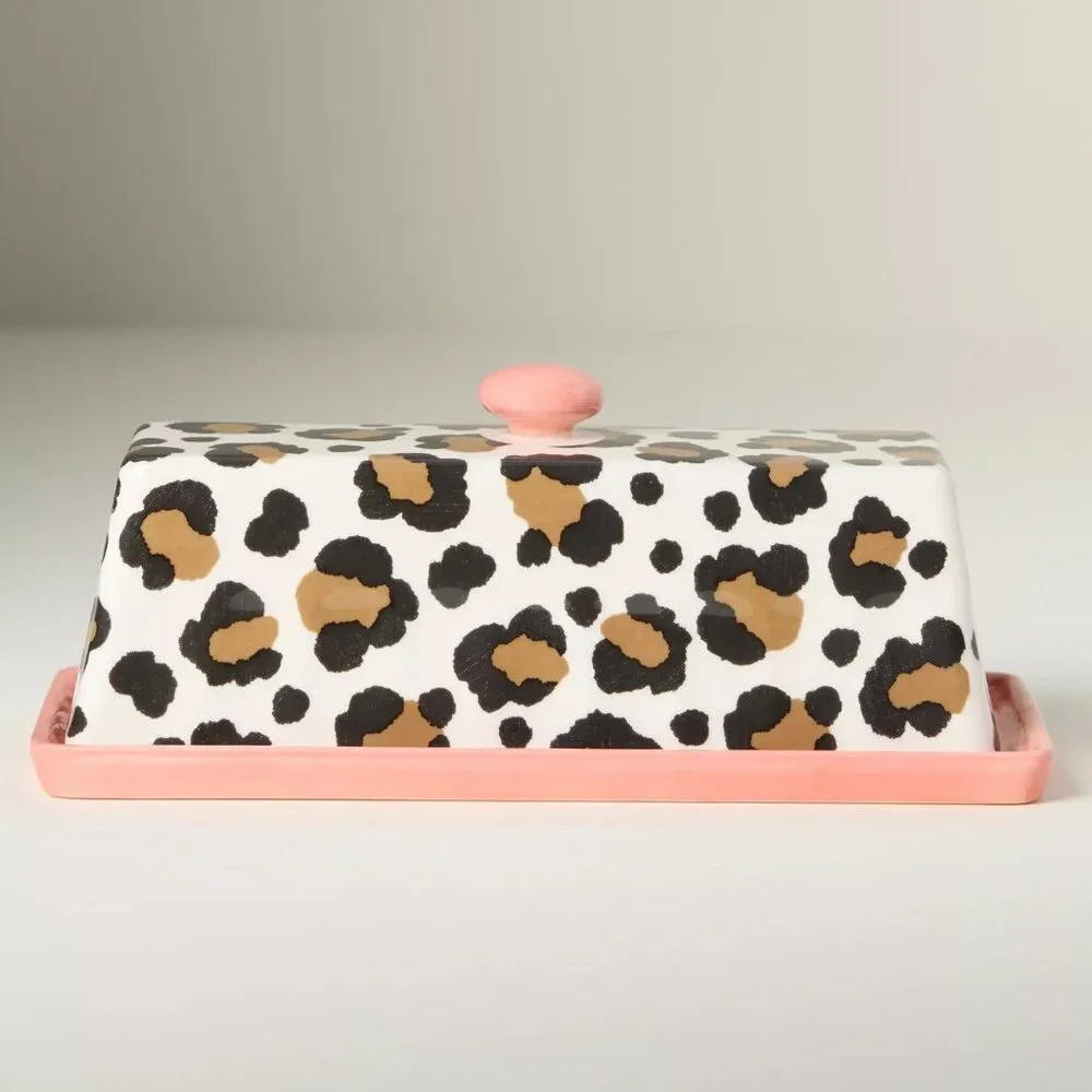 NEW Anthropologie Chintzware Leopard Stoneware Butter Dish
